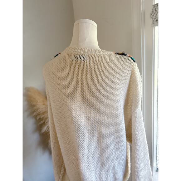 Vintage 80s Hand Loomed Currants Chunky Knit Cardigan Sweater Medium Cottagecore - Picture 6 of 7